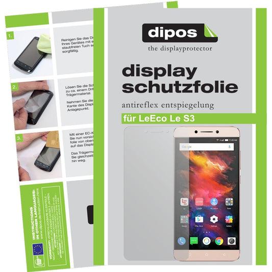 Matte Displayschutzfolie von dipos passend für LeEco Le S3, präziser Zuschnitt und blasenfrei montiert