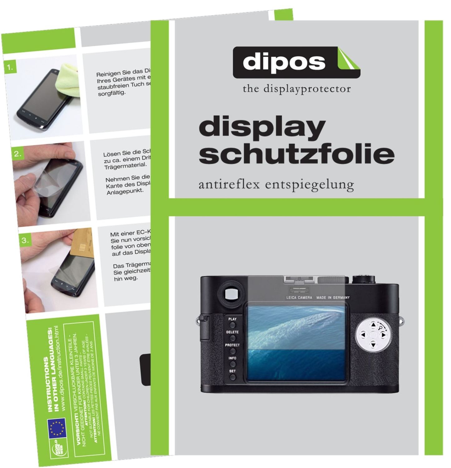 Matte Displayschutzfolie von dipos passend für Leica M10, präziser Zuschnitt und blasenfrei montiert