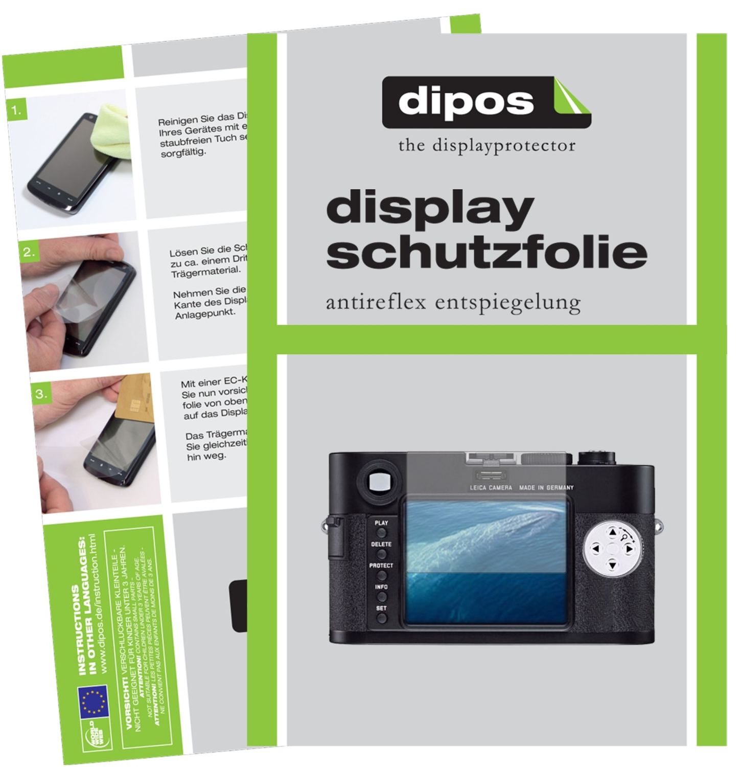Matte Displayschutzfolie von dipos passend für Leica M10, präziser Zuschnitt und blasenfrei montiert
