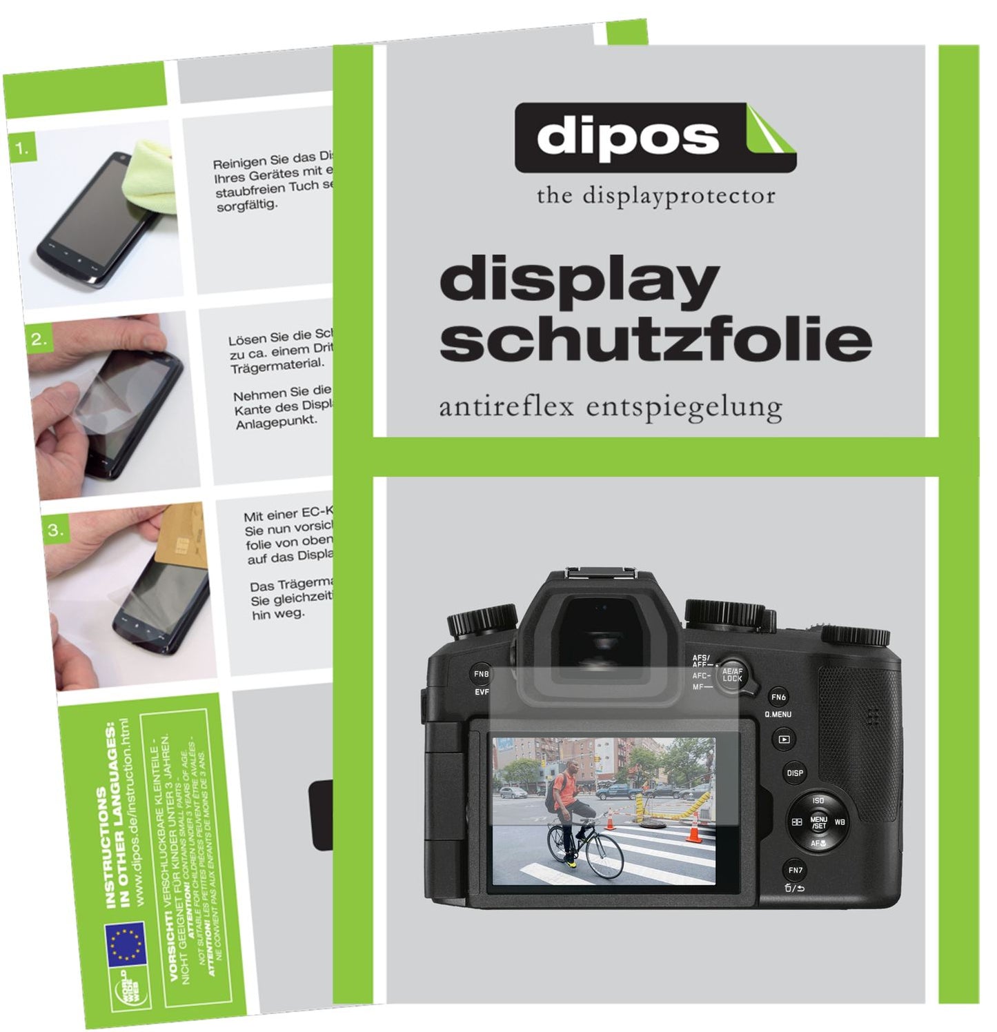 Matte Displayschutzfolie von dipos passend für Leica V-Lux 5, präziser Zuschnitt und blasenfrei montiert