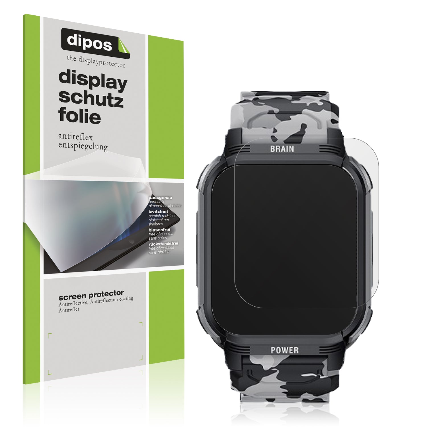 Matte Displayschutzfolie von dipos passend für LEMFO Y10 Smartwatch, präziser Zuschnitt und blasenfrei montiert