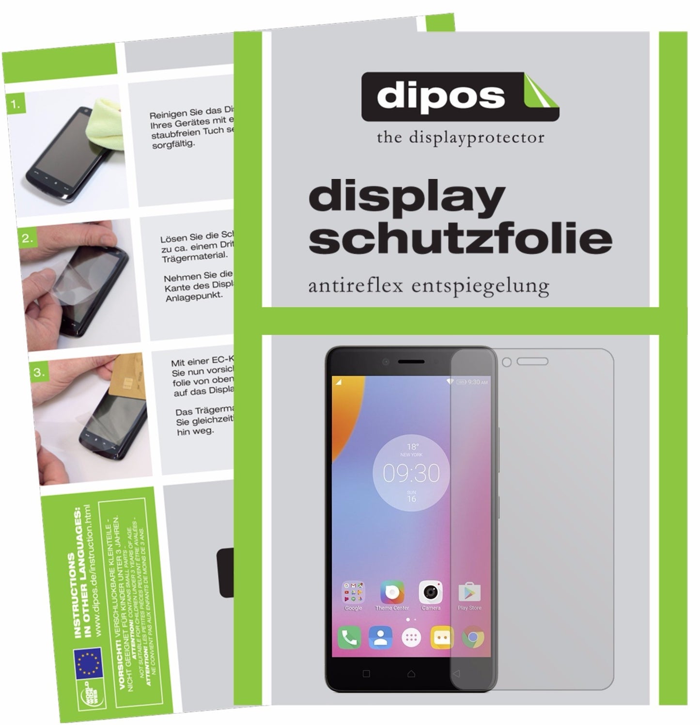 Matte Displayschutzfolie von dipos passend für Lenovo K6, präziser Zuschnitt und blasenfrei montiert