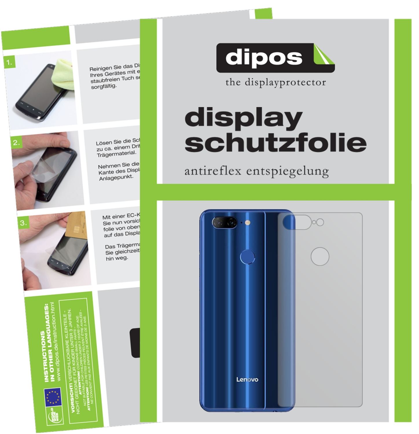 Matte Displayschutzfolie von dipos passend für Lenovo K9 Rückseite, präziser Zuschnitt und blasenfrei montiert