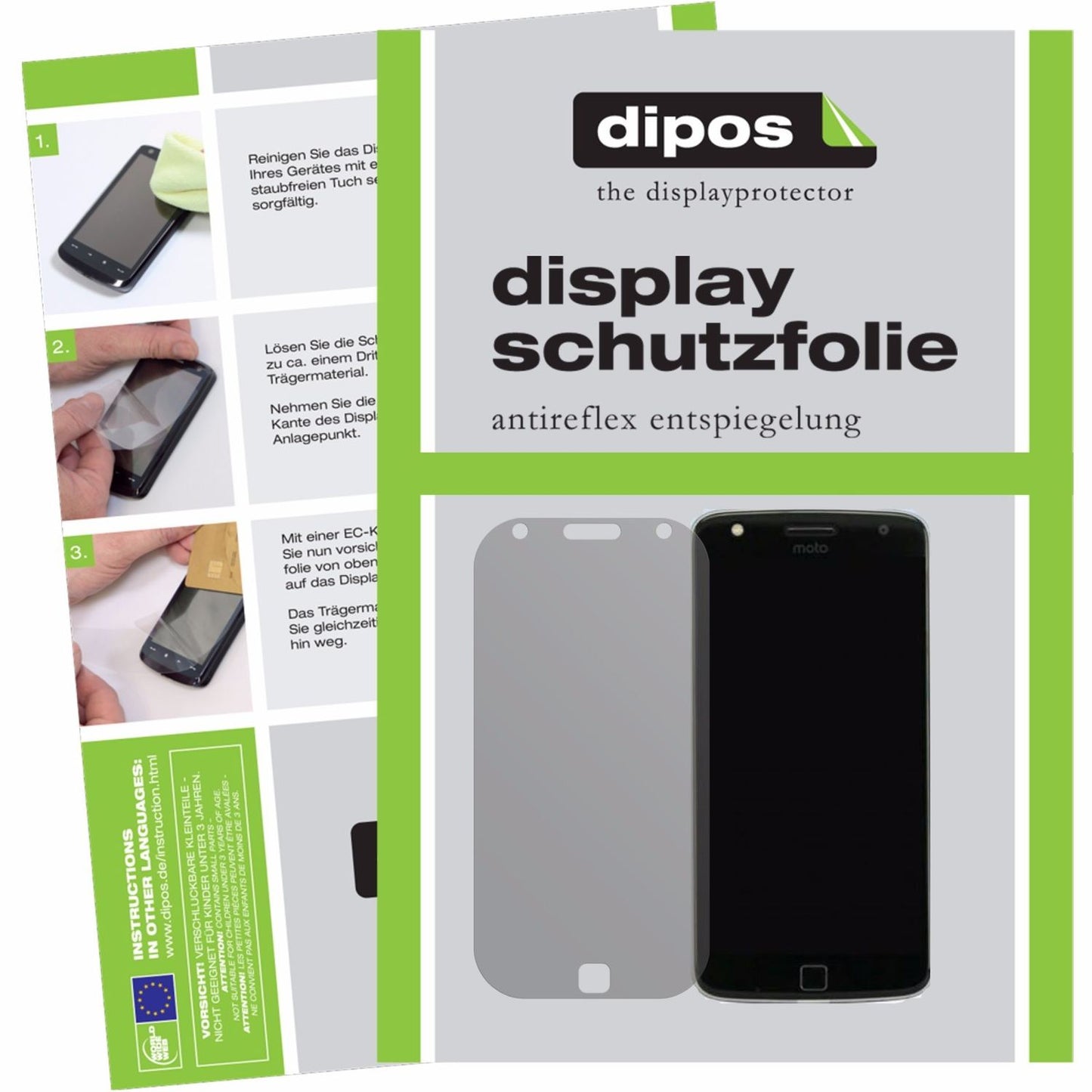 Matte Displayschutzfolie von dipos passend für Lenovo Moto Z Play, präziser Zuschnitt und blasenfrei montiert