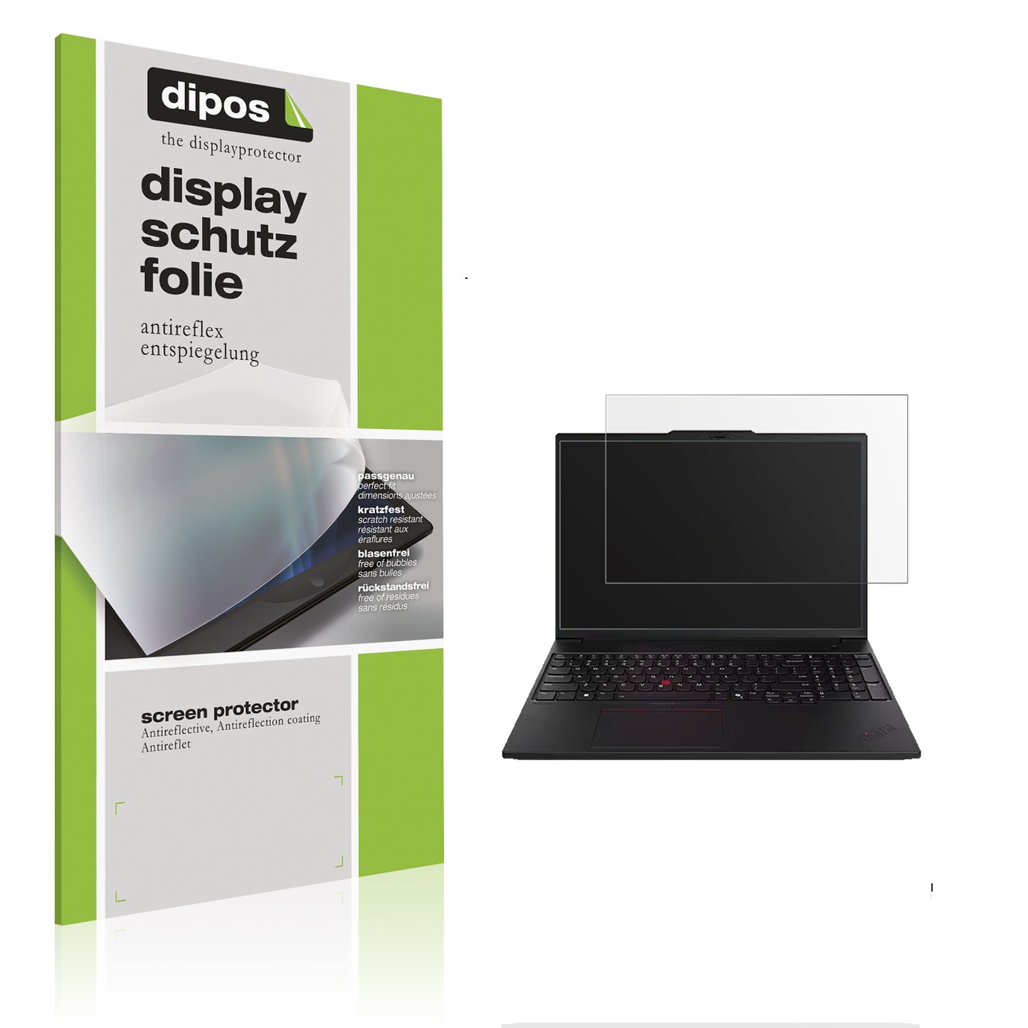 Matte Displayschutzfolie von dipos passend für Lenovo ThinkPad P16 Gen 3, präziser Zuschnitt und blasenfrei montiert