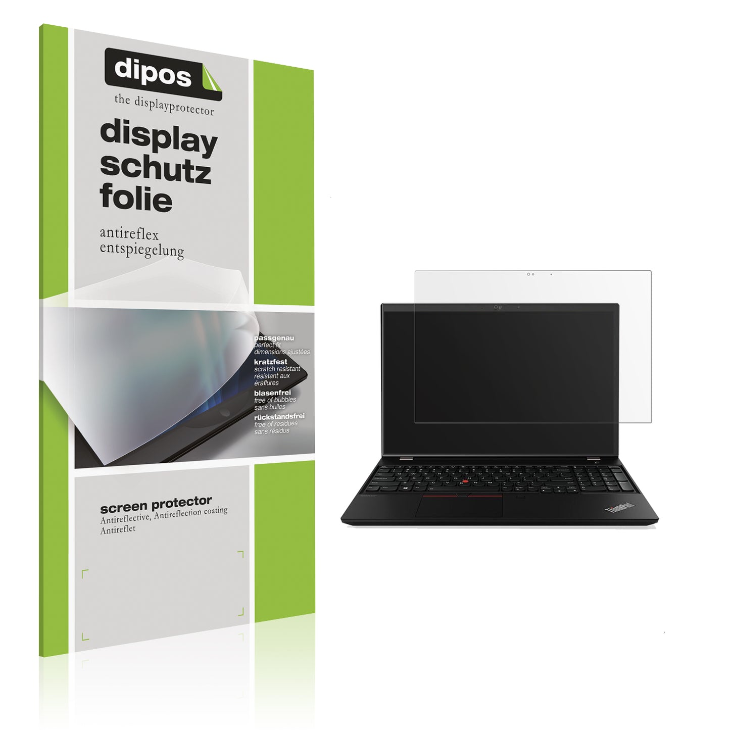 Matte Displayschutzfolie von dipos passend für Lenovo Thinkpad T15, präziser Zuschnitt und blasenfrei montiert