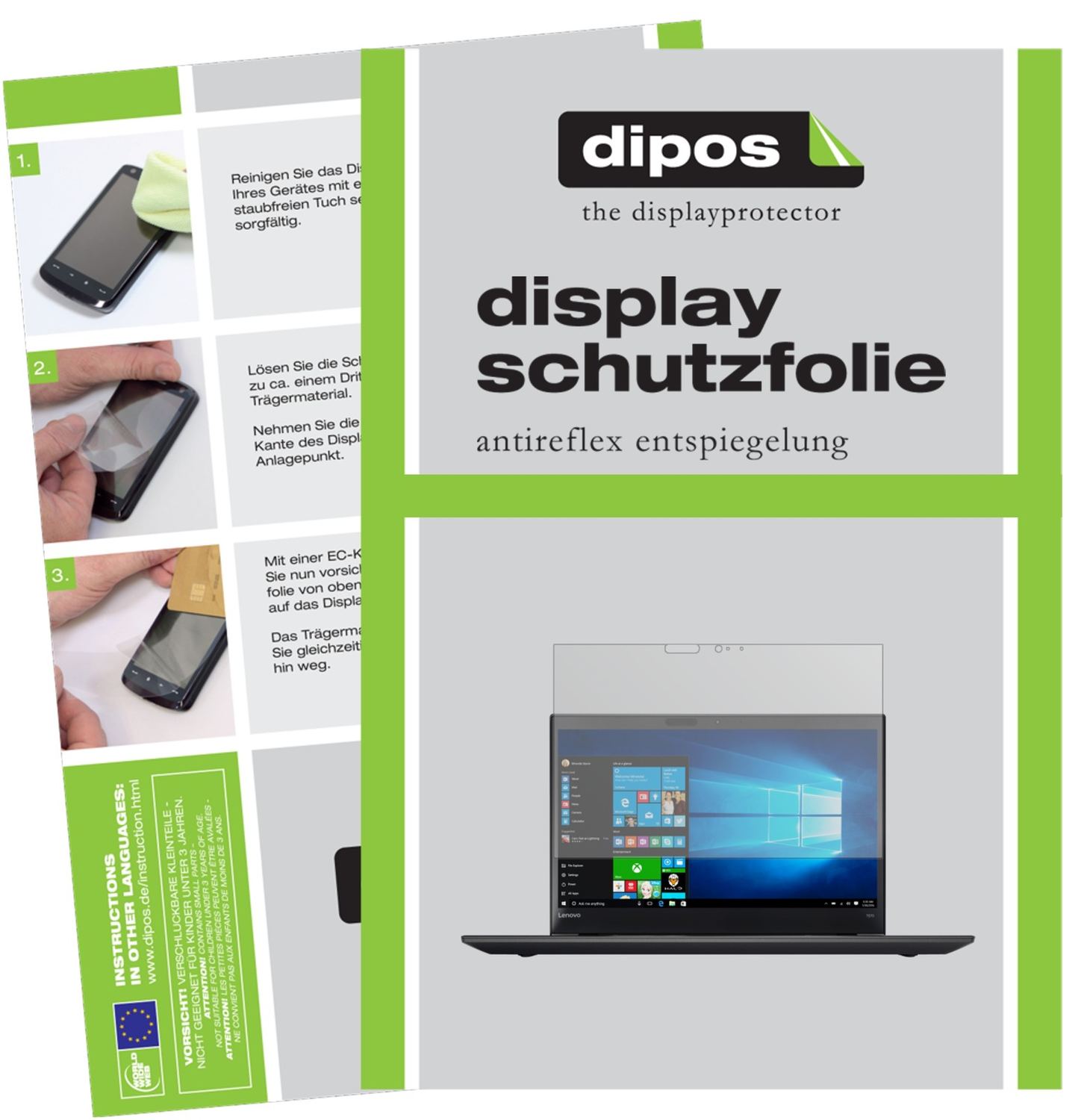 Matte Displayschutzfolie von dipos passend für Lenovo ThinkPad T570, präziser Zuschnitt und blasenfrei montiert
