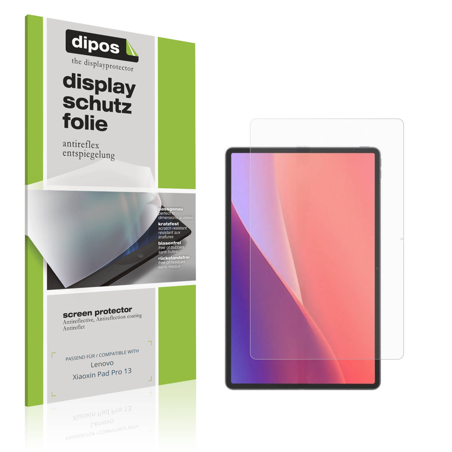 Matte Displayschutzfolie von dipos passend für Lenovo Xiaoxin Pad Pro 13, präziser Zuschnitt und blasenfrei montiert