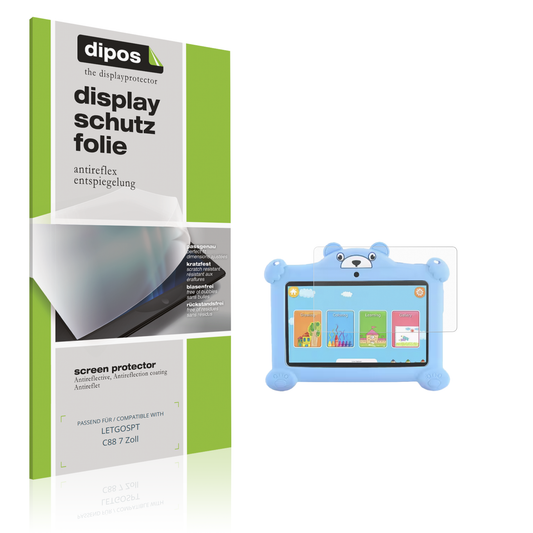 Matte Displayschutzfolie von dipos passend für LETGOSPT C88 7 Zoll, präziser Zuschnitt und blasenfrei montiert