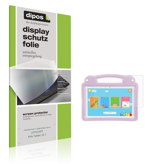Matte Displayschutzfolie von dipos passend für LETGOSPT Kids Tablet 10.1, präziser Zuschnitt und blasenfrei montiert