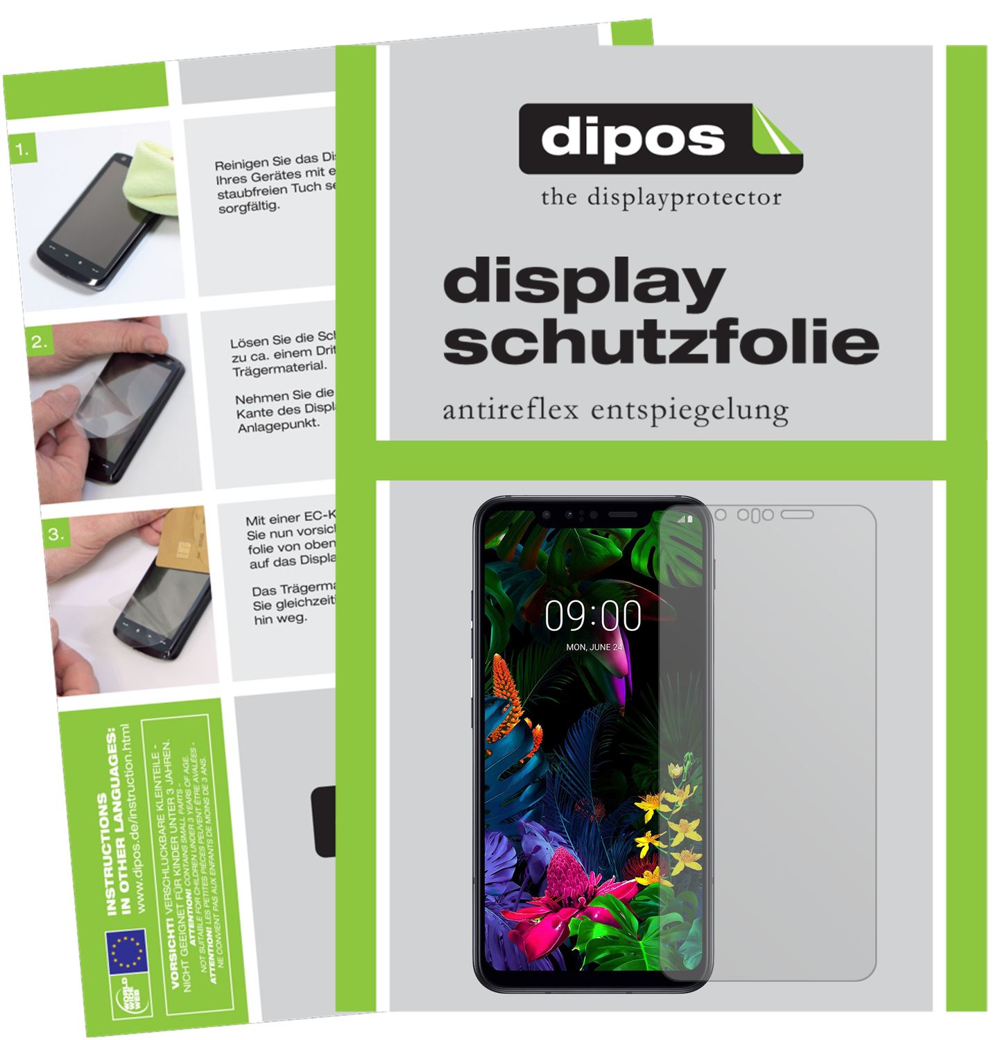 Matte Displayschutzfolie von dipos passend für LG G8s ThinQ, präziser Zuschnitt und blasenfrei montiert