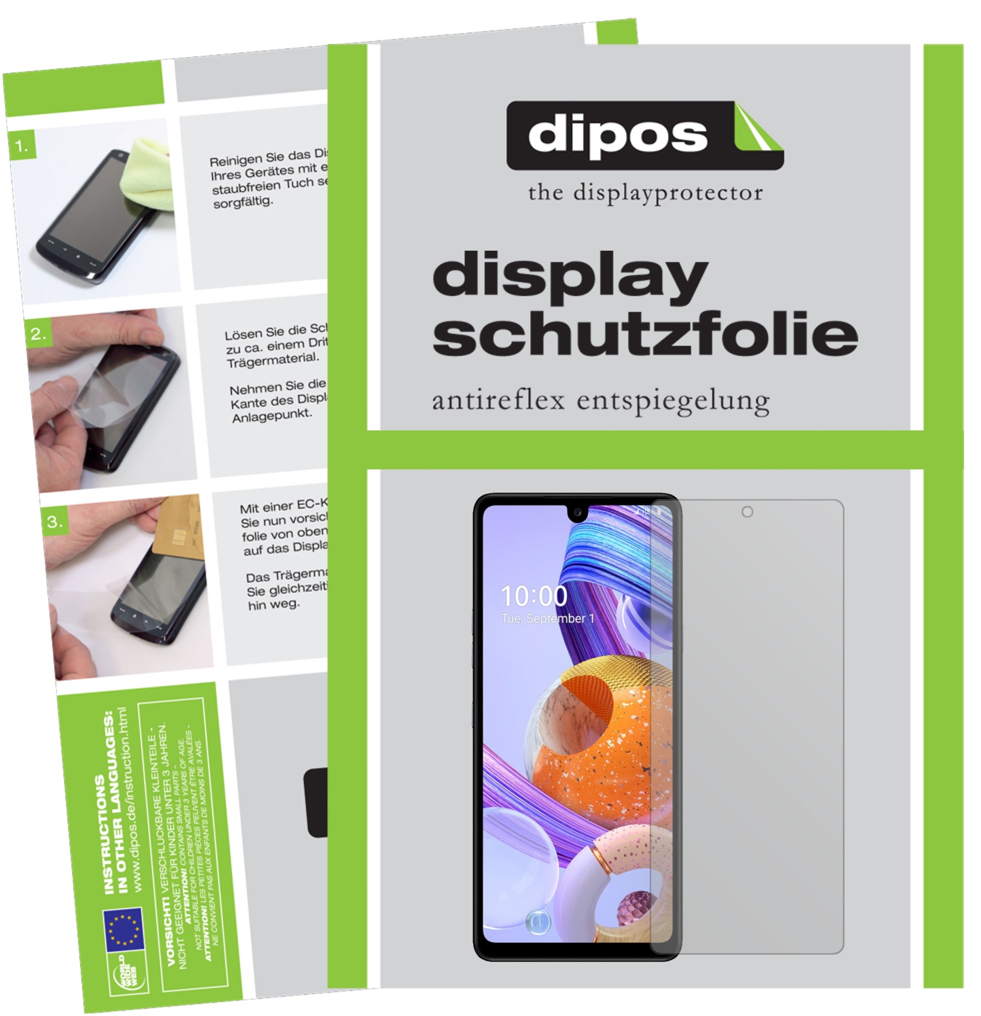 Matte Displayschutzfolie von dipos passend für LG K71, präziser Zuschnitt und blasenfrei montiert