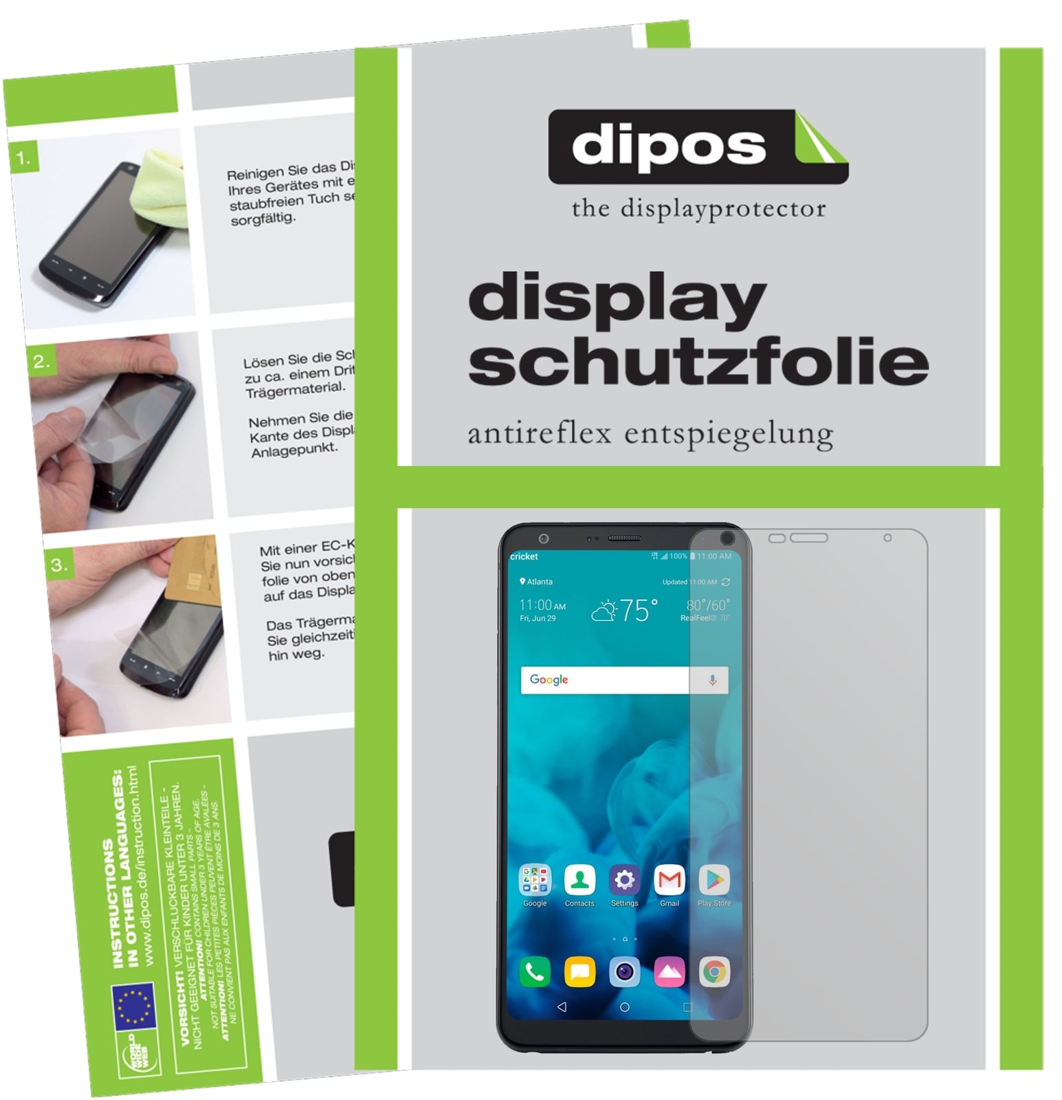 Matte Displayschutzfolie von dipos passend für LG Stylo 4, präziser Zuschnitt und blasenfrei montiert