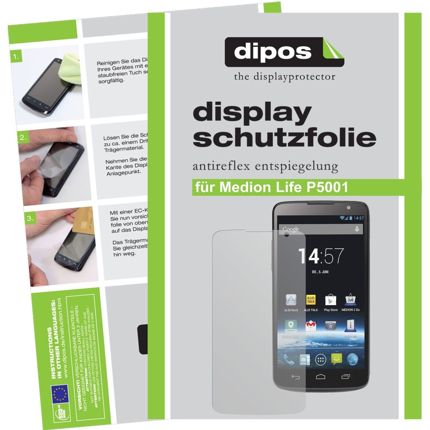 Matte Displayschutzfolie von dipos passend für Life P5001 Medion, präziser Zuschnitt und blasenfrei montiert