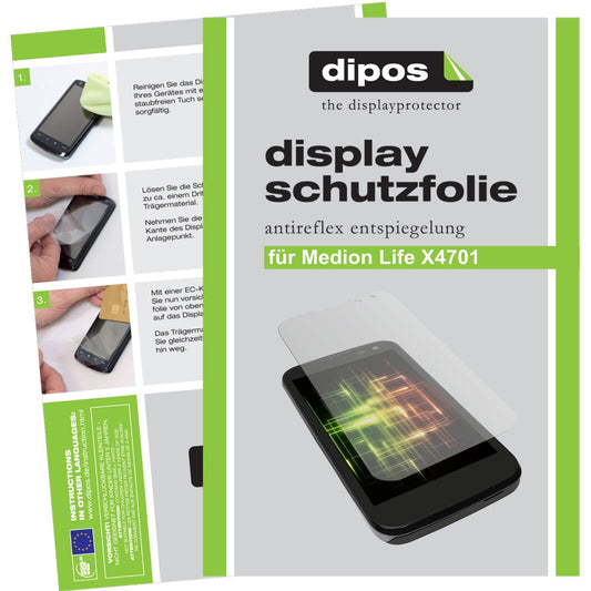 Matte Displayschutzfolie von dipos passend für Life X4701 Medion, präziser Zuschnitt und blasenfrei montiert