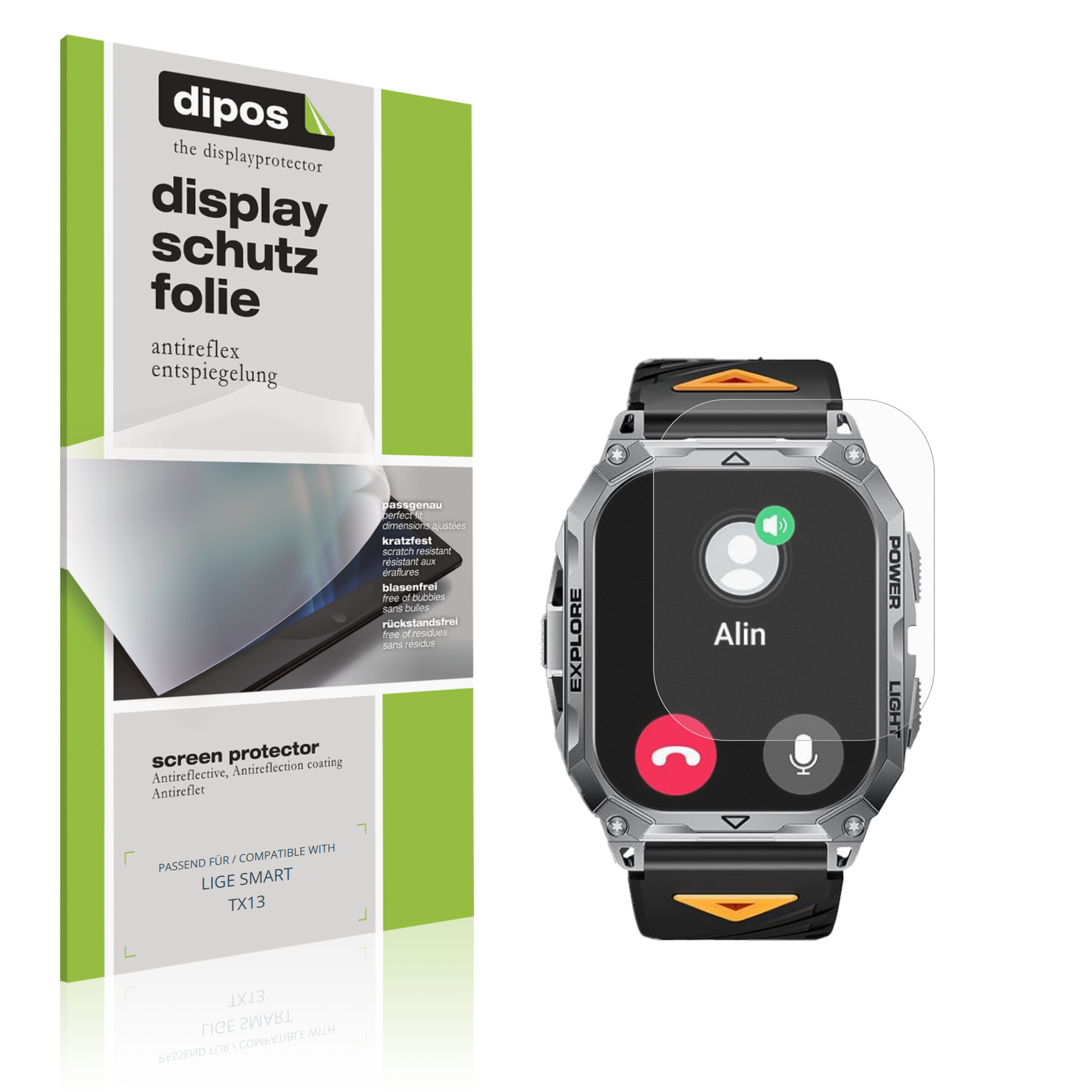 Matte Displayschutzfolie von dipos passend für LIGE SMART TX13, präziser Zuschnitt und blasenfrei montiert