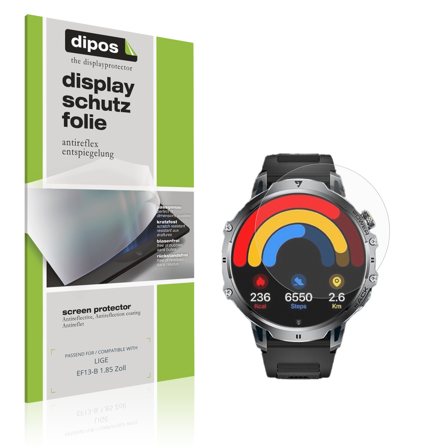 Matte Displayschutzfolie von dipos passend für LIGE EF13-B 1.85 Zoll, präziser Zuschnitt und blasenfrei montiert