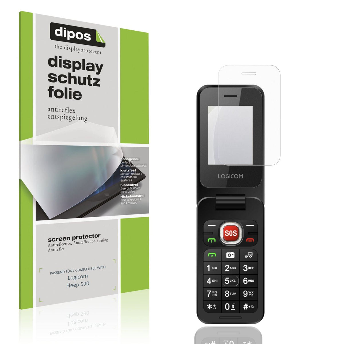 Matte Displayschutzfolie von dipos passend für Logicom Fleep S90, präziser Zuschnitt und blasenfrei montiert