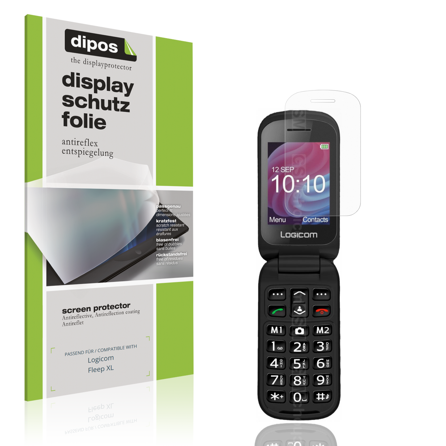 Matte Displayschutzfolie von dipos passend für Logicom Fleep XL, präziser Zuschnitt und blasenfrei montiert