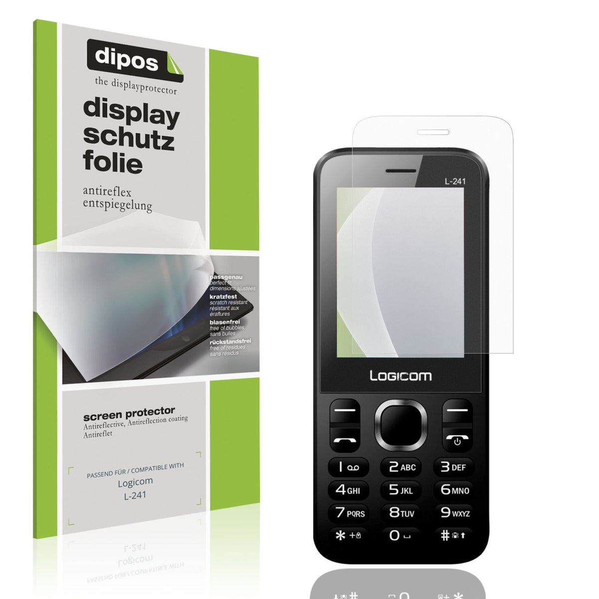 Matte Displayschutzfolie von dipos passend für Logicom L-241, präziser Zuschnitt und blasenfrei montiert