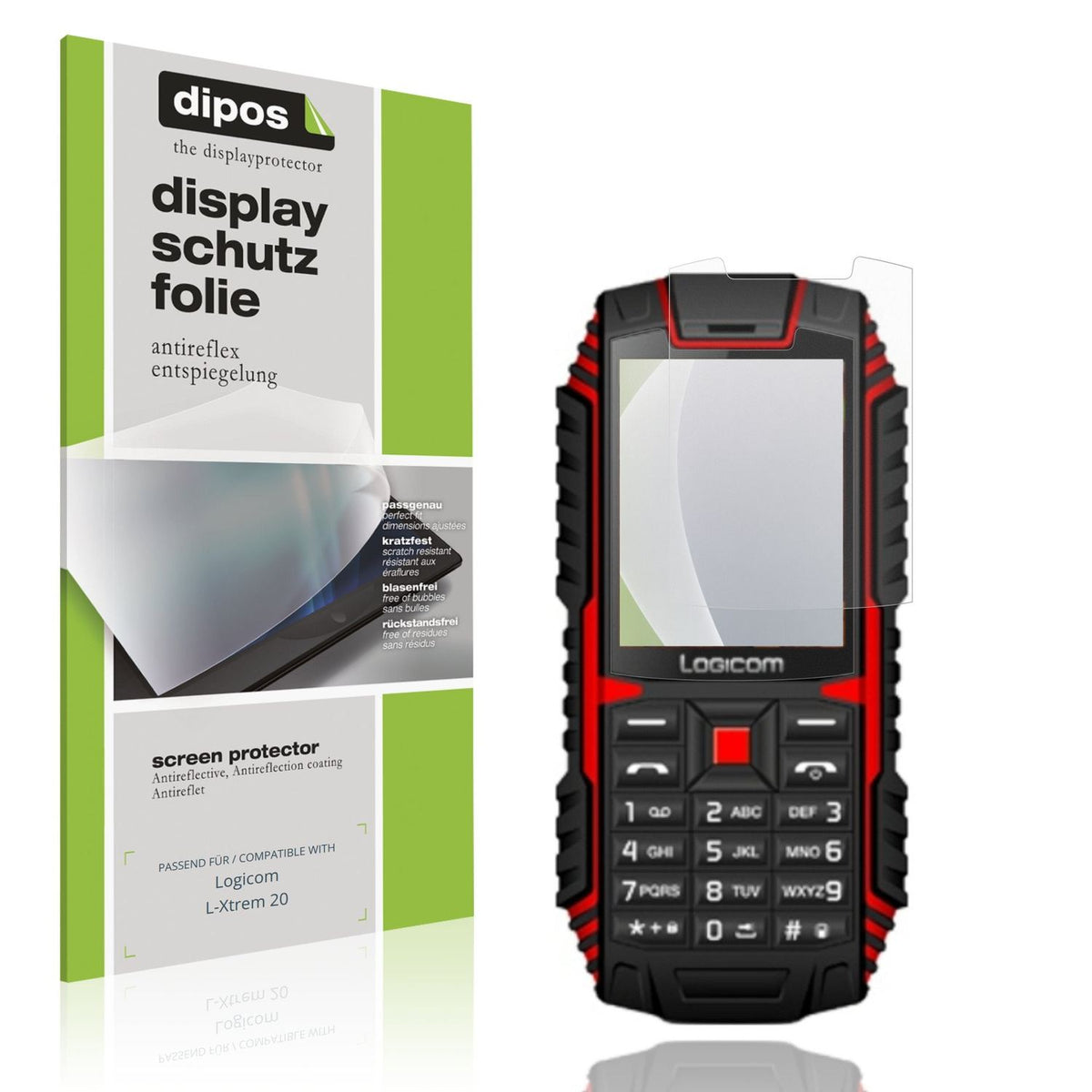 Matte Displayschutzfolie von dipos passend für Logicom L-Xtrem 20, präziser Zuschnitt und blasenfrei montiert