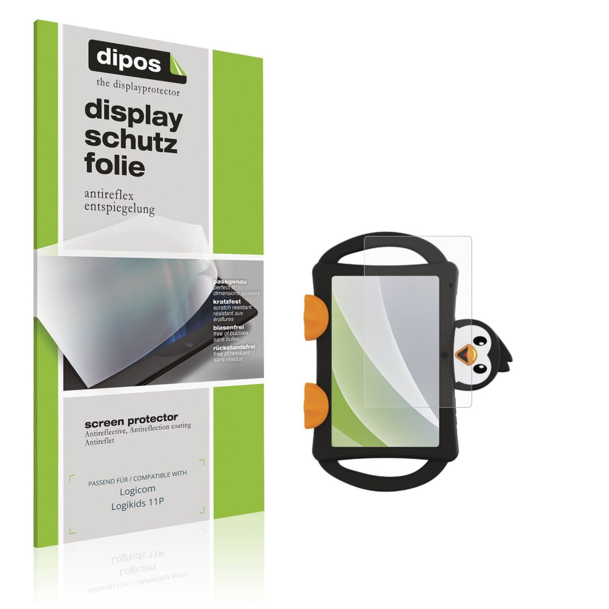 Matte Displayschutzfolie von dipos passend für Logicom Logikids 11P, präziser Zuschnitt und blasenfrei montiert