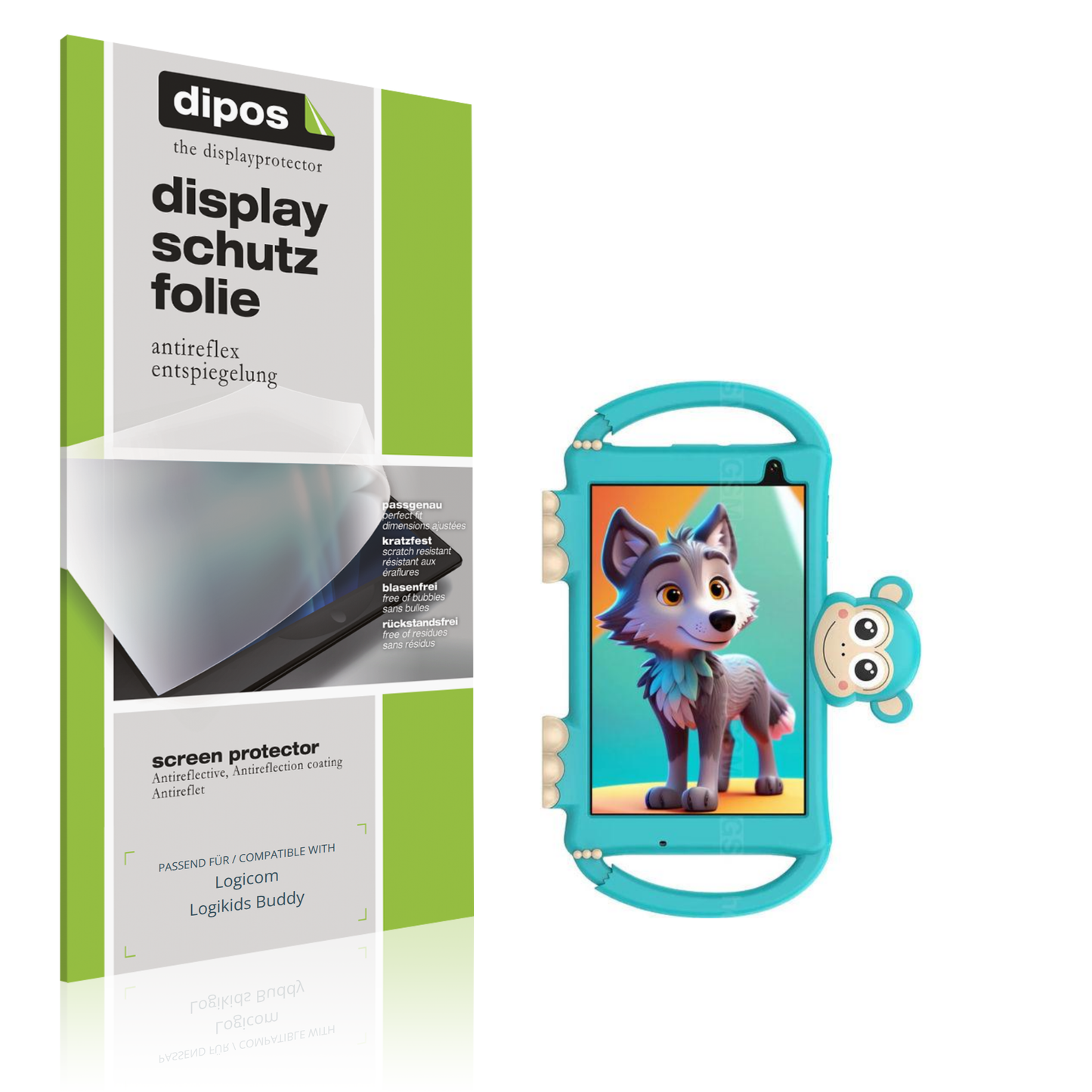 Matte Displayschutzfolie von dipos passend für Logicom Logikids Buddy, präziser Zuschnitt und blasenfrei montiert