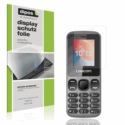 Matte Displayschutzfolie von dipos passend für Logicom Posh 186, präziser Zuschnitt und blasenfrei montiert