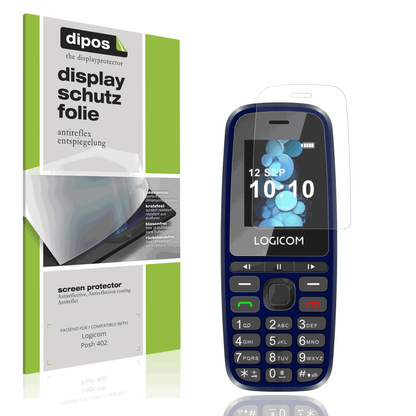 Matte Displayschutzfolie von dipos passend für Logicom Posh 402, präziser Zuschnitt und blasenfrei montiert