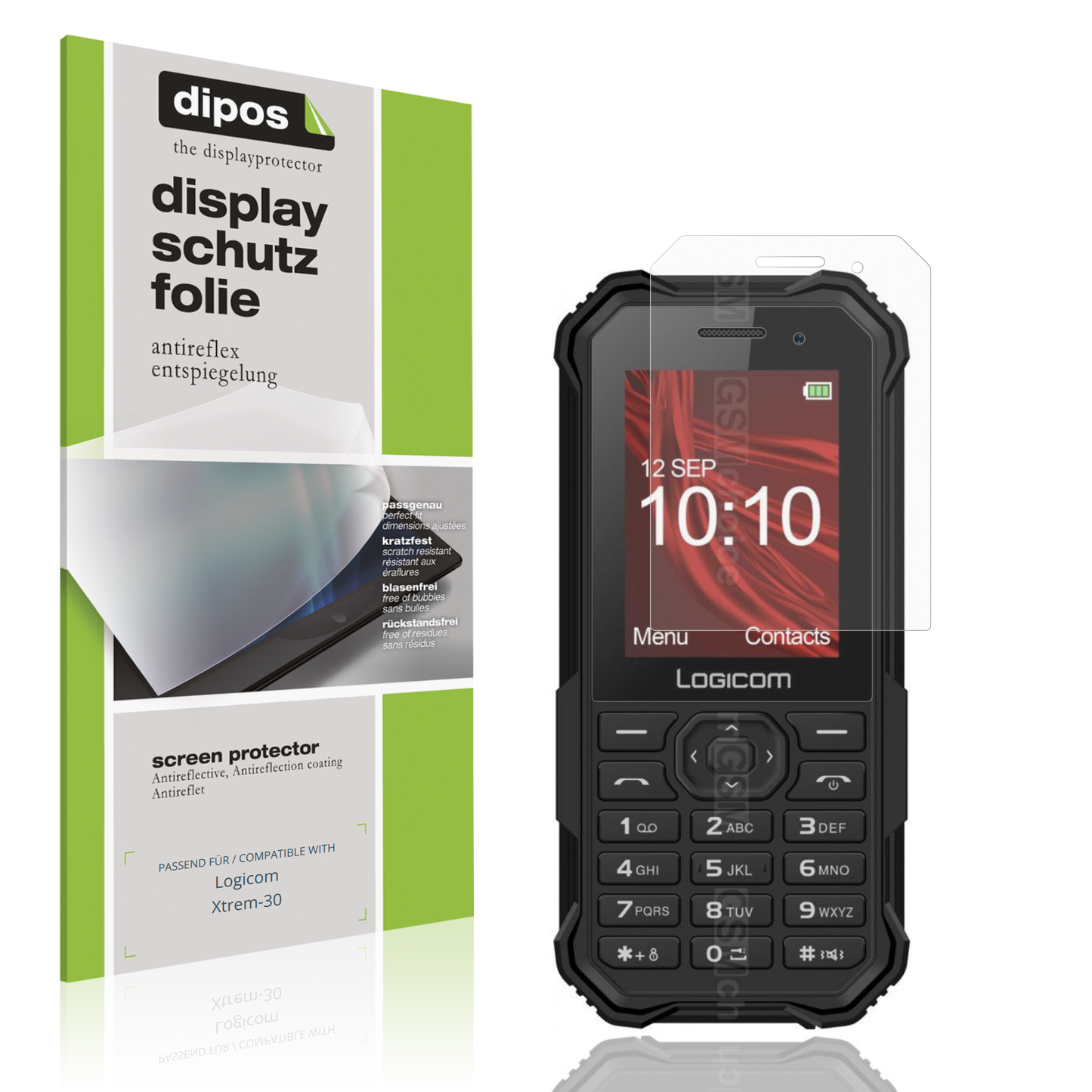 Matte Displayschutzfolie von dipos passend für Logicom Xtrem-30, präziser Zuschnitt und blasenfrei montiert
