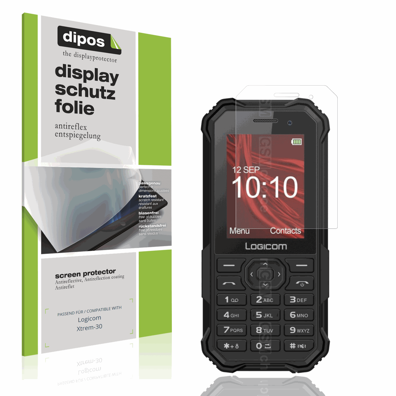 Matte Displayschutzfolie von dipos passend für Logicom Xtrem-30, präziser Zuschnitt und blasenfrei montiert