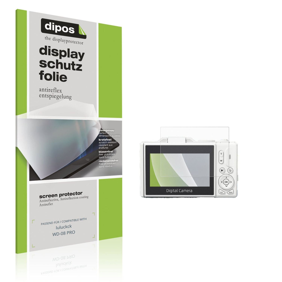 Matte Displayschutzfolie von dipos passend für luluckck WD-08 PRO, präziser Zuschnitt und blasenfrei montiert
