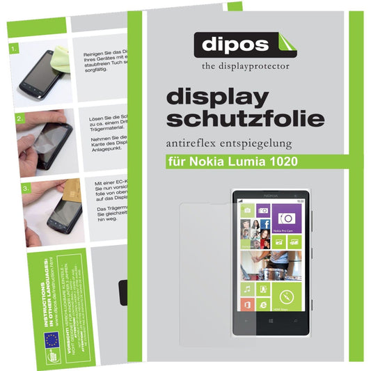 Matte Displayschutzfolie von dipos passend für Lumia 1020 Nokia, präziser Zuschnitt und blasenfrei montiert