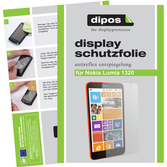 Matte Displayschutzfolie von dipos passend für Lumia 1320 Nokia, präziser Zuschnitt und blasenfrei montiert