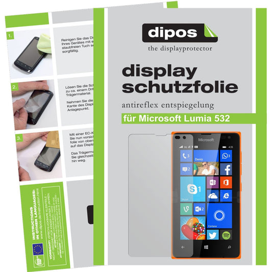 Matte Displayschutzfolie von dipos passend für Lumia 532 Microsoft, präziser Zuschnitt und blasenfrei montiert