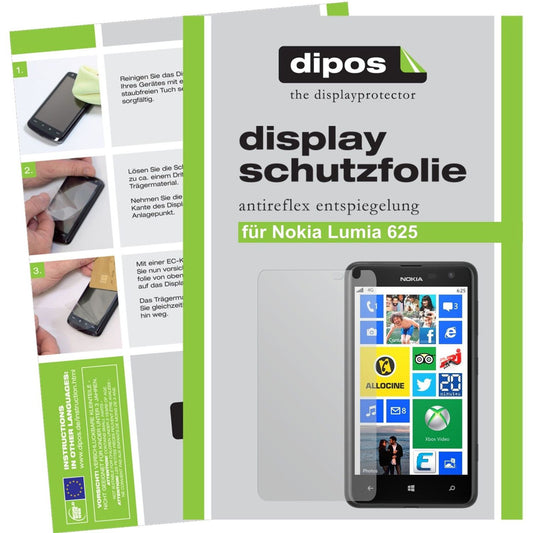 Matte Displayschutzfolie von dipos passend für Lumia 625 Nokia, präziser Zuschnitt und blasenfrei montiert