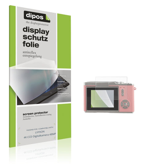 Matte Displayschutzfolie von dipos passend für LVYXON 4K CCD Digitalkamera 48MP, präziser Zuschnitt und blasenfrei montiert