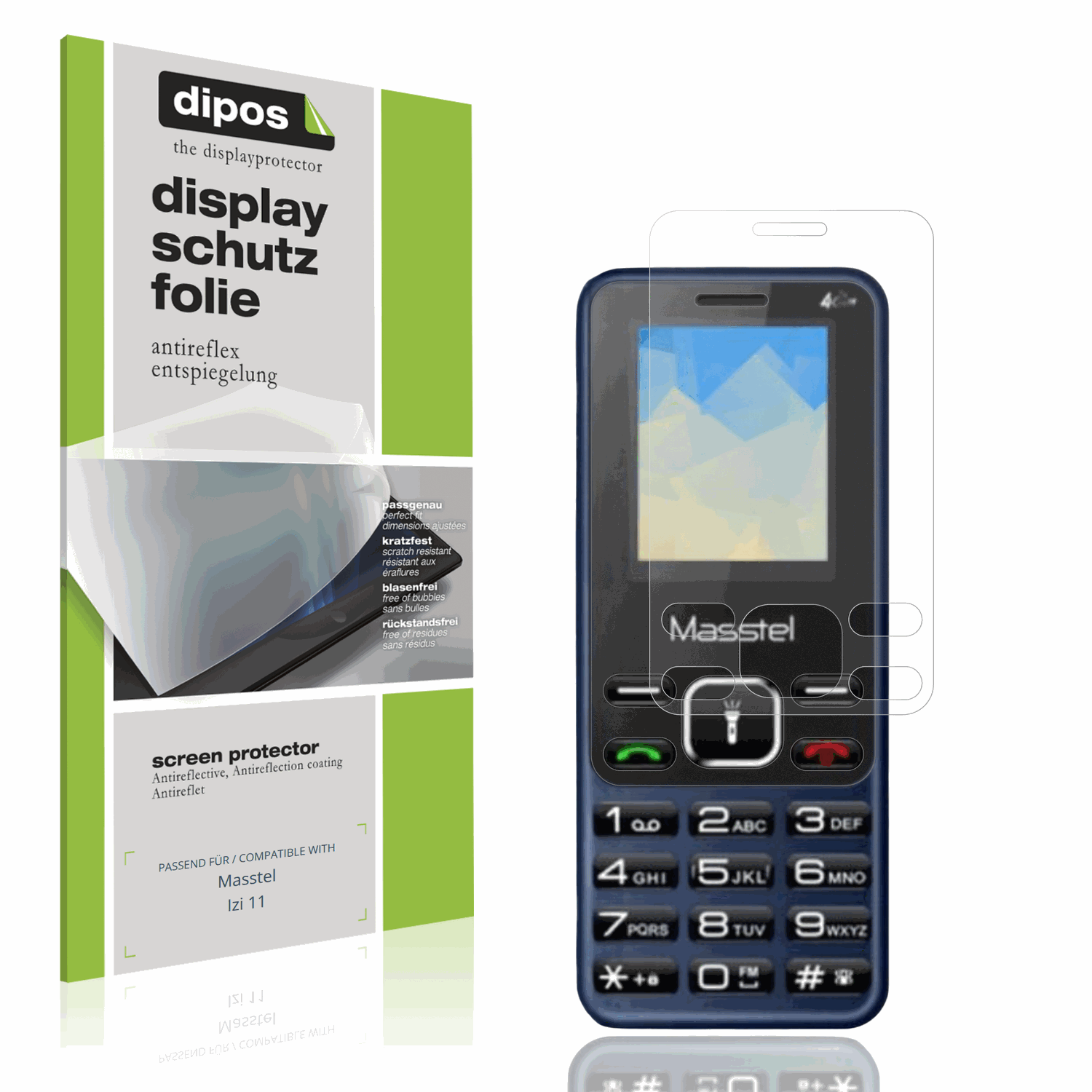 Matte Displayschutzfolie von dipos passend für Masstel Izi 11, präziser Zuschnitt und blasenfrei montiert