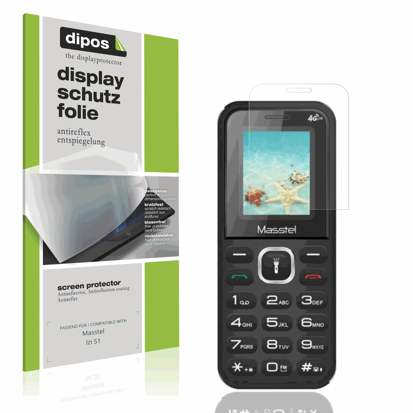 Matte Displayschutzfolie von dipos passend für Masstel Izi S1, präziser Zuschnitt und blasenfrei montiert