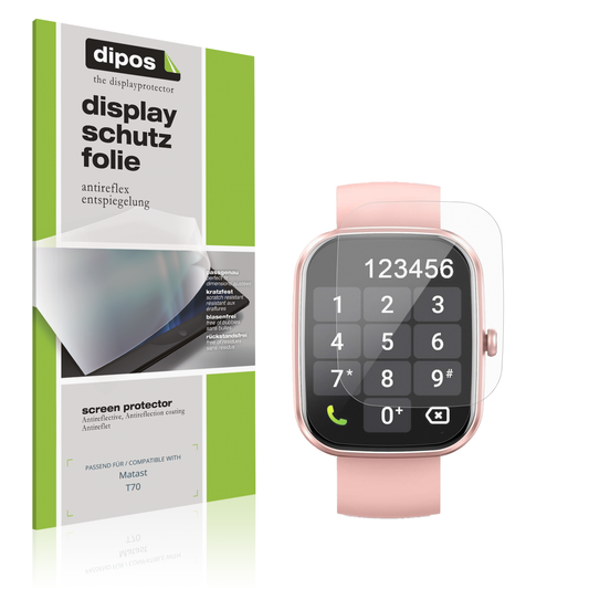 Matte Displayschutzfolie von dipos passend für Matast T70, präziser Zuschnitt und blasenfrei montiert