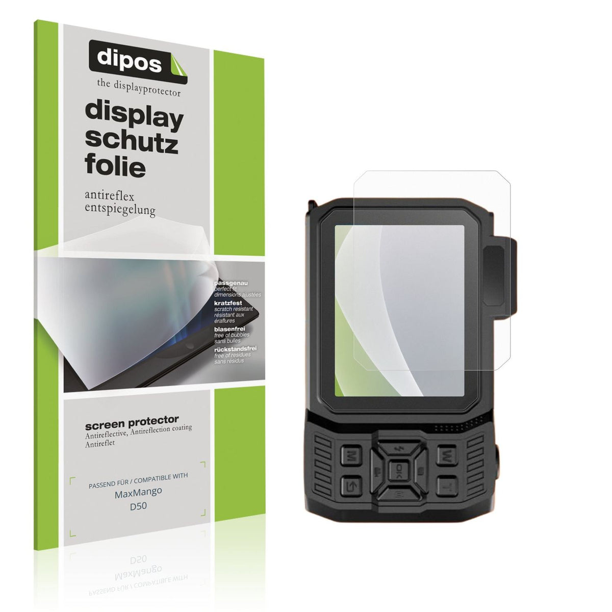 Matte Displayschutzfolie von dipos passend für MaxMango D50, präziser Zuschnitt und blasenfrei montiert