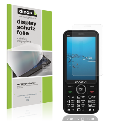 Matte Displayschutzfolie von dipos passend für Maxvi B35, präziser Zuschnitt und blasenfrei montiert