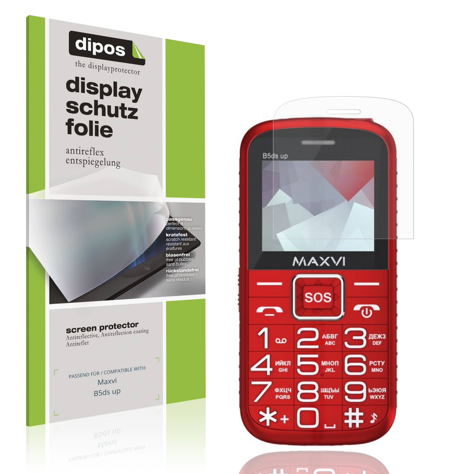 Matte Displayschutzfolie von dipos passend für Maxvi B5ds up, präziser Zuschnitt und blasenfrei montiert