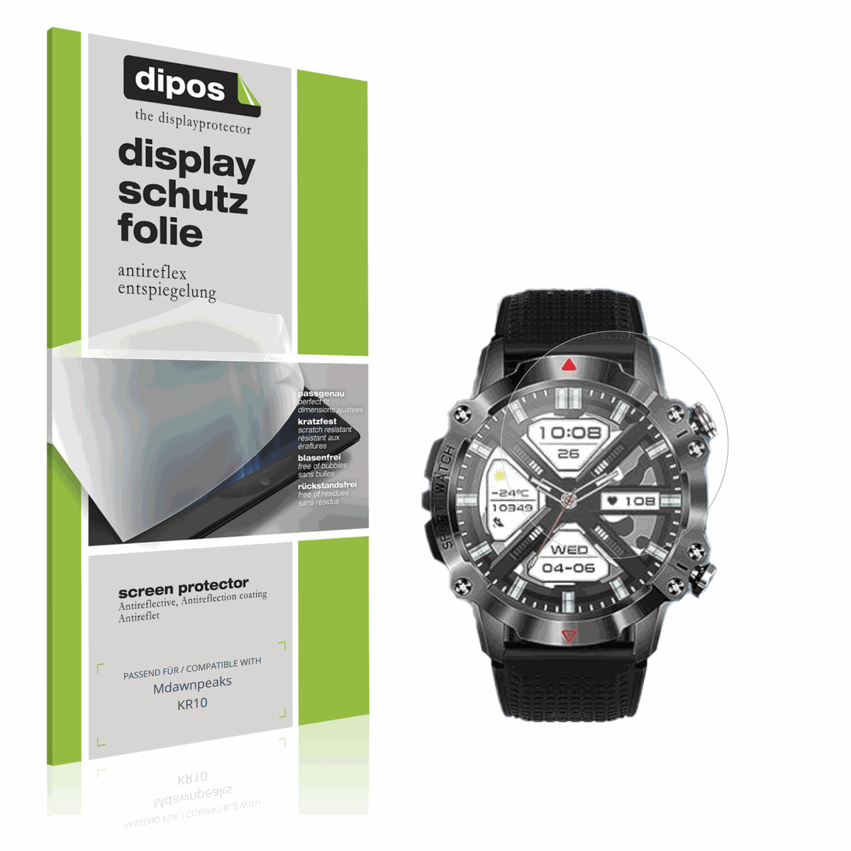 Matte Displayschutzfolie von dipos passend für Mdawnpeaks KR10, präziser Zuschnitt und blasenfrei montiert