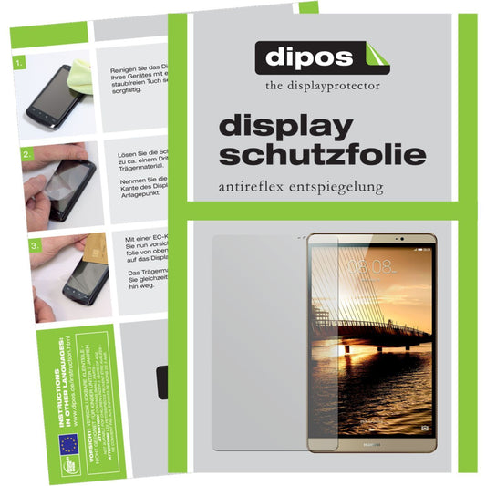 Matte Displayschutzfolie von dipos passend für Mediapad M2 8.0 Huawei, präziser Zuschnitt und blasenfrei montiert