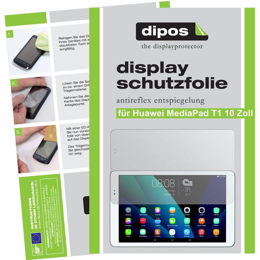 Matte Displayschutzfolie von dipos passend für MediaPad T1 10 Zoll Huawei, präziser Zuschnitt und blasenfrei montiert