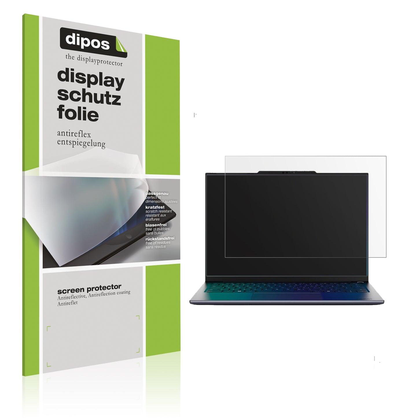 Matte Displayschutzfolie von dipos passend für Medion Signium 14 S1, präziser Zuschnitt und blasenfrei montiert