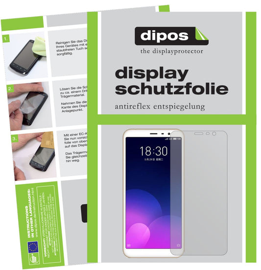 Matte Displayschutzfolie von dipos passend für Meizu M6T, präziser Zuschnitt und blasenfrei montiert