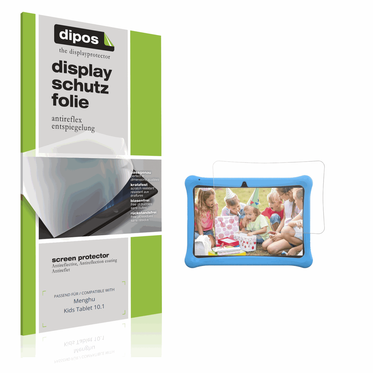 Matte Displayschutzfolie von dipos passend für Menghu Kids Tablet 10.1, präziser Zuschnitt und blasenfrei montiert