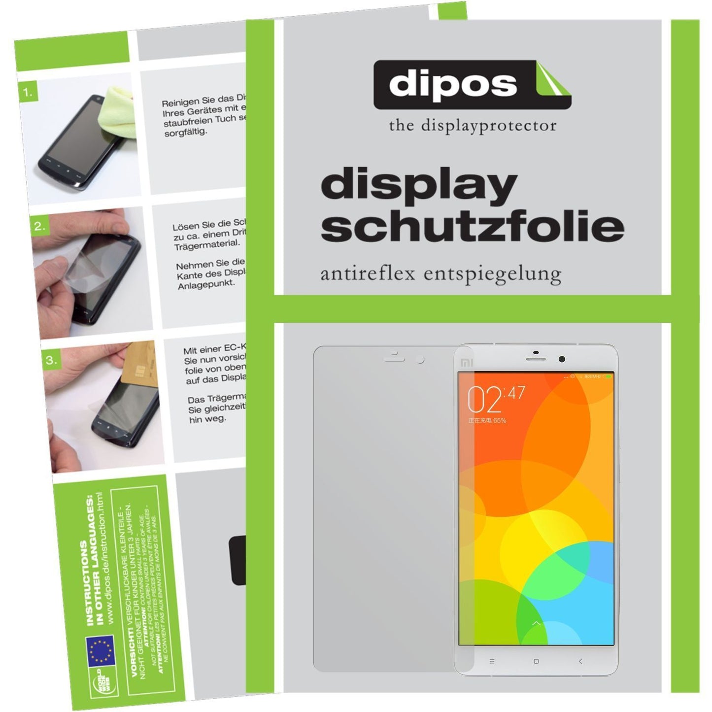 Matte Displayschutzfolie von dipos passend für Mi Note Xiaomi, präziser Zuschnitt und blasenfrei montiert